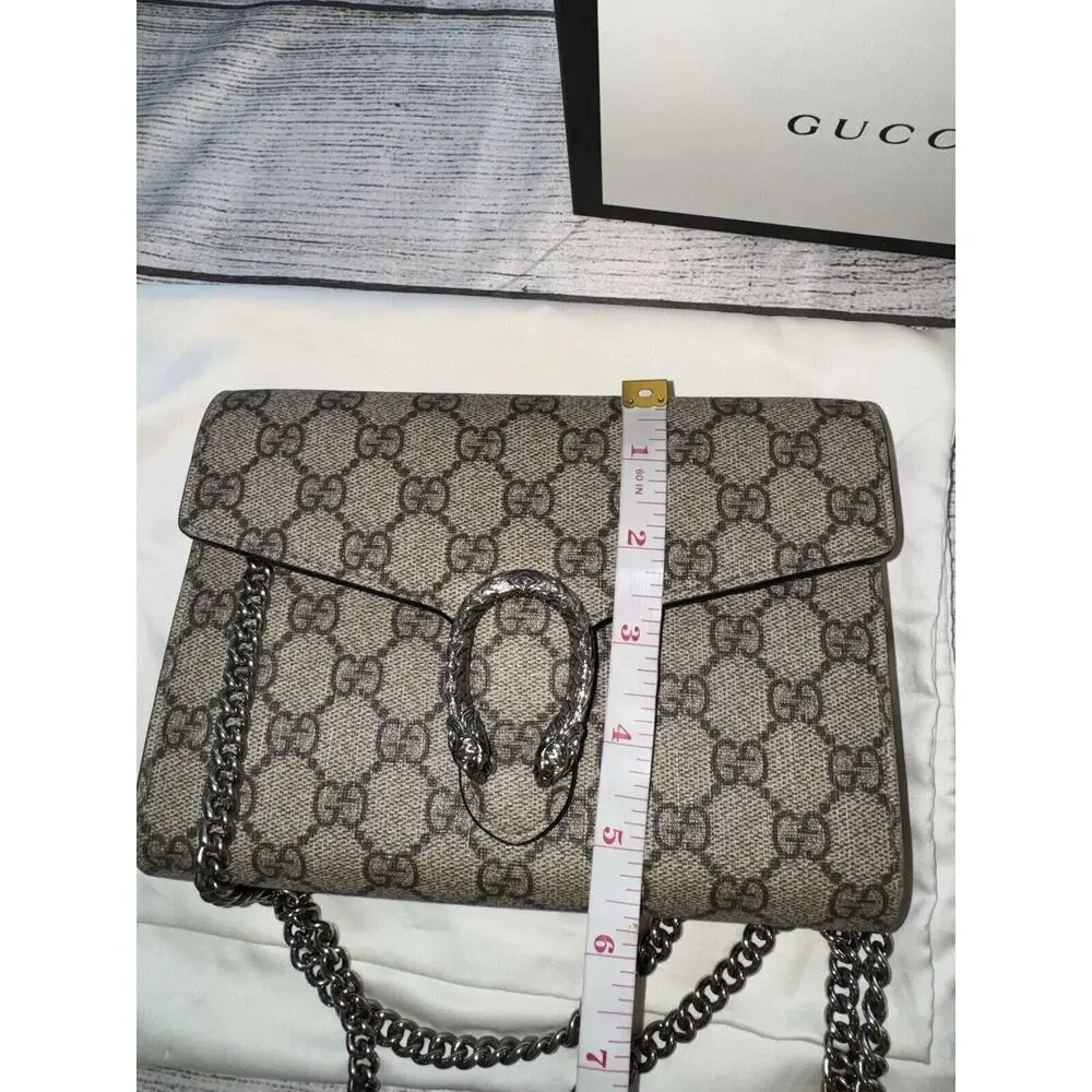 GUCCI DIONYSUS SUPREME WALLET ON CHAIN Crossbody Canvas Black Interior Purse - Picture 10 of 11